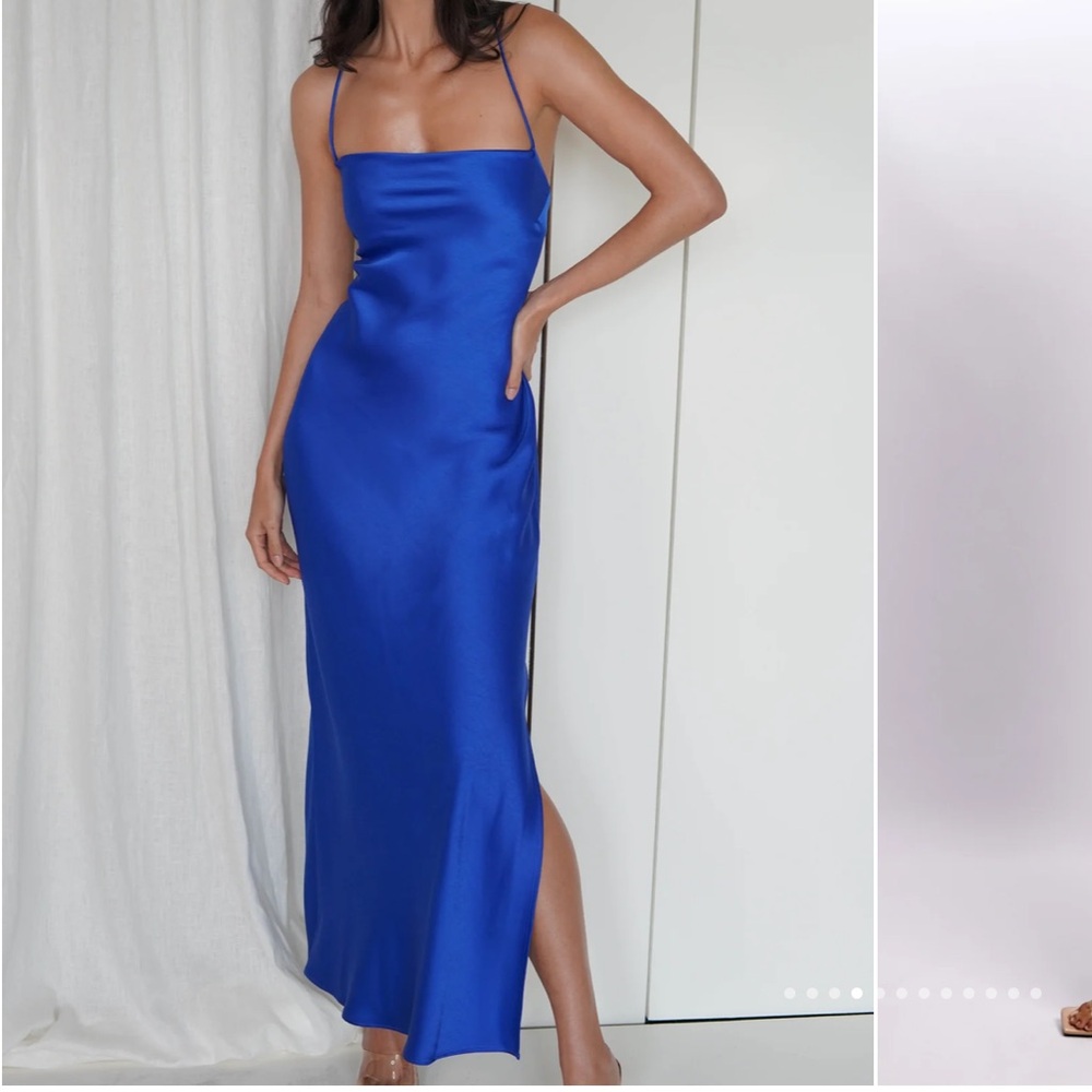 Maxi cobalt blue satin dress from Meshki! Size small